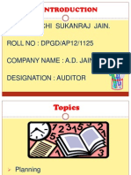 Name: Ruchi Sukanraj Jain. ROLL NO: DPGD/AP12/1125 Company Name: A.D. Jain & Co. Designation: Auditor