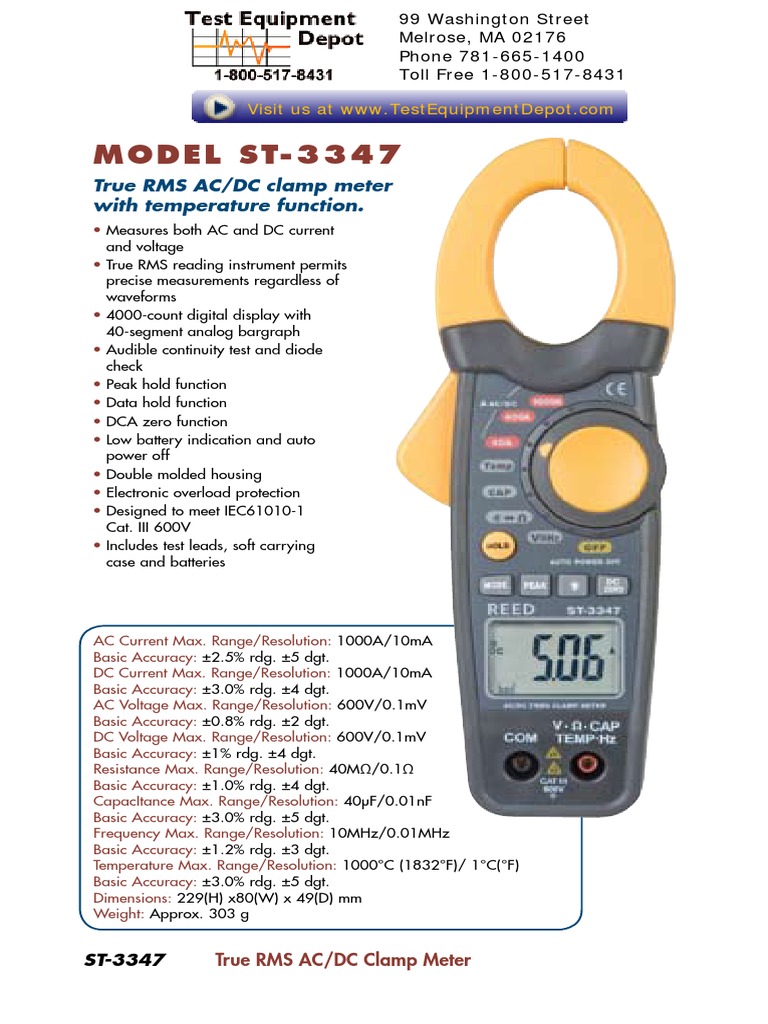 True RMS AC/DC Clamp Meter ST-3347 | PDF | Science & Mathematics ...