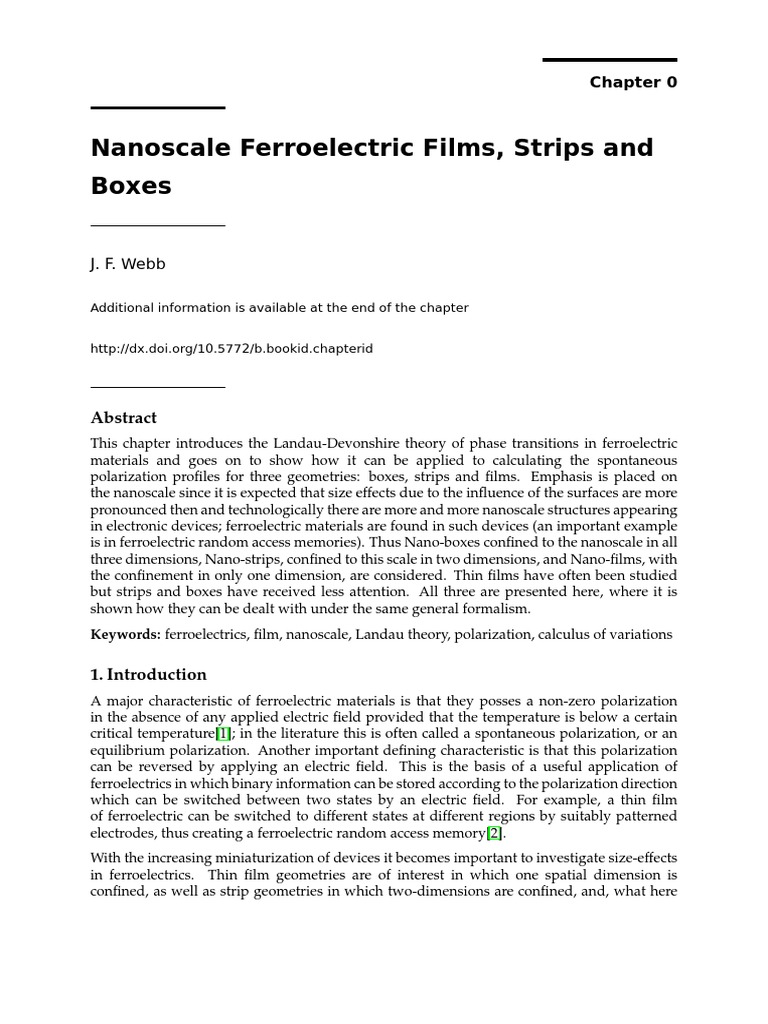 Nanoscale Ferroelectric Films, Strips and Nanoboxes | PDF ...