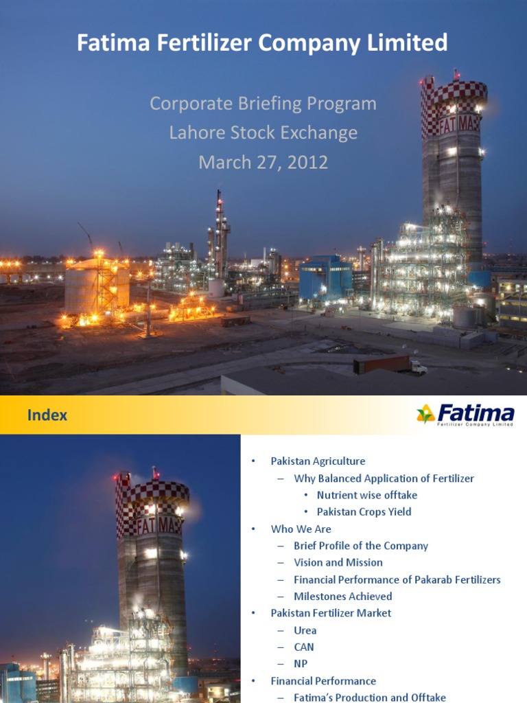 Fatima Fertilizer Company Overview | PDF | Fertilizer | Corporate ...