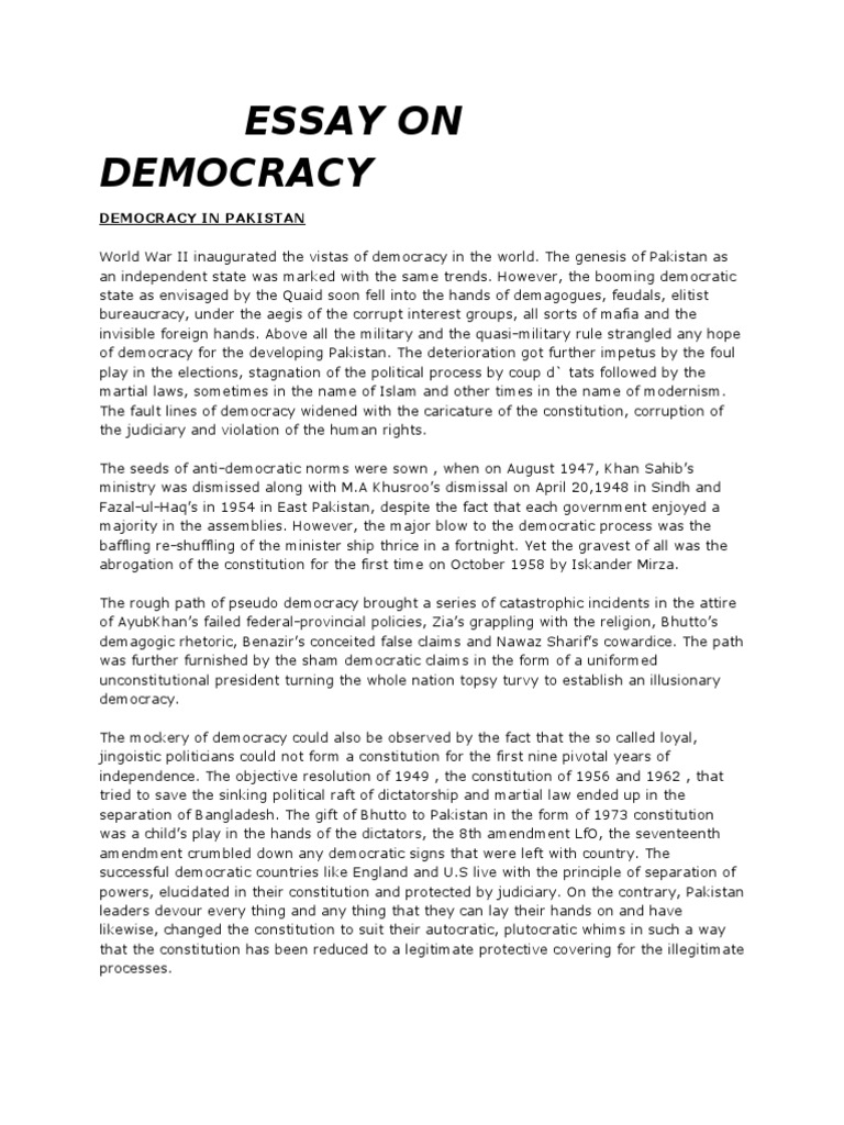 road to democracy essay background