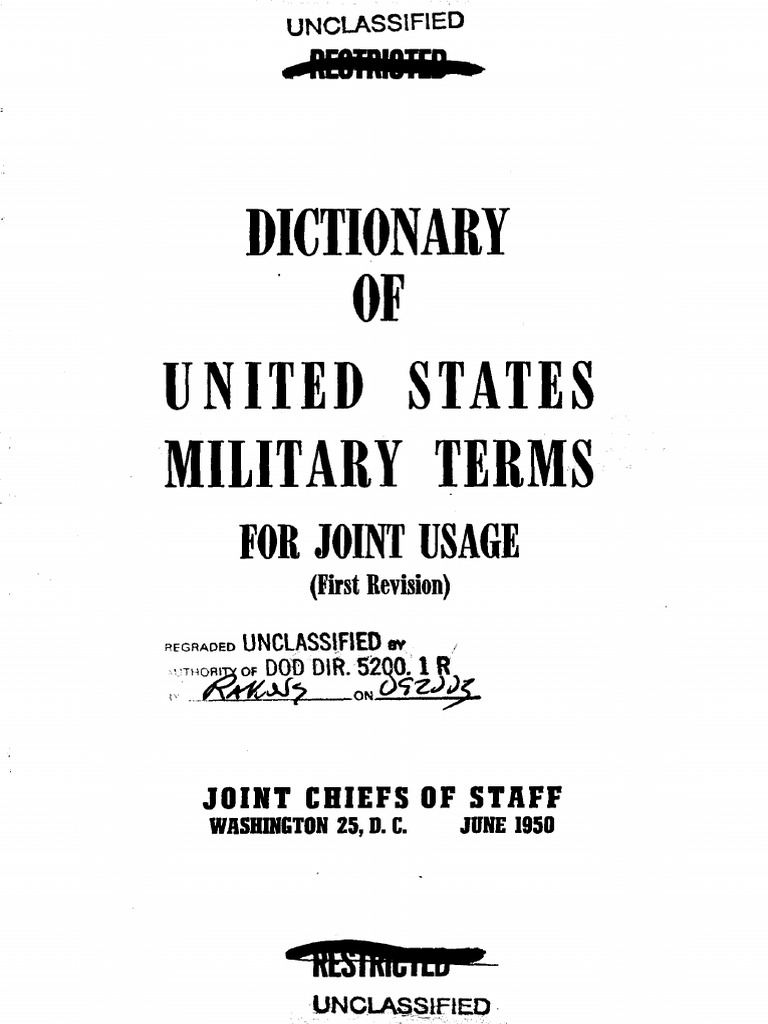 Dictionary Of The United States Military Terms For Joint - 