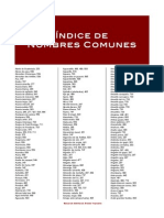 Indice de Nombres Comunes - Nombres Cientificos - Familias - y Organismos Asociados