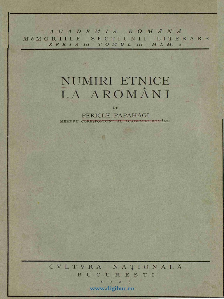 Basme Aromâne Şi Glosar-Papahagi, Pericle N. | PDF