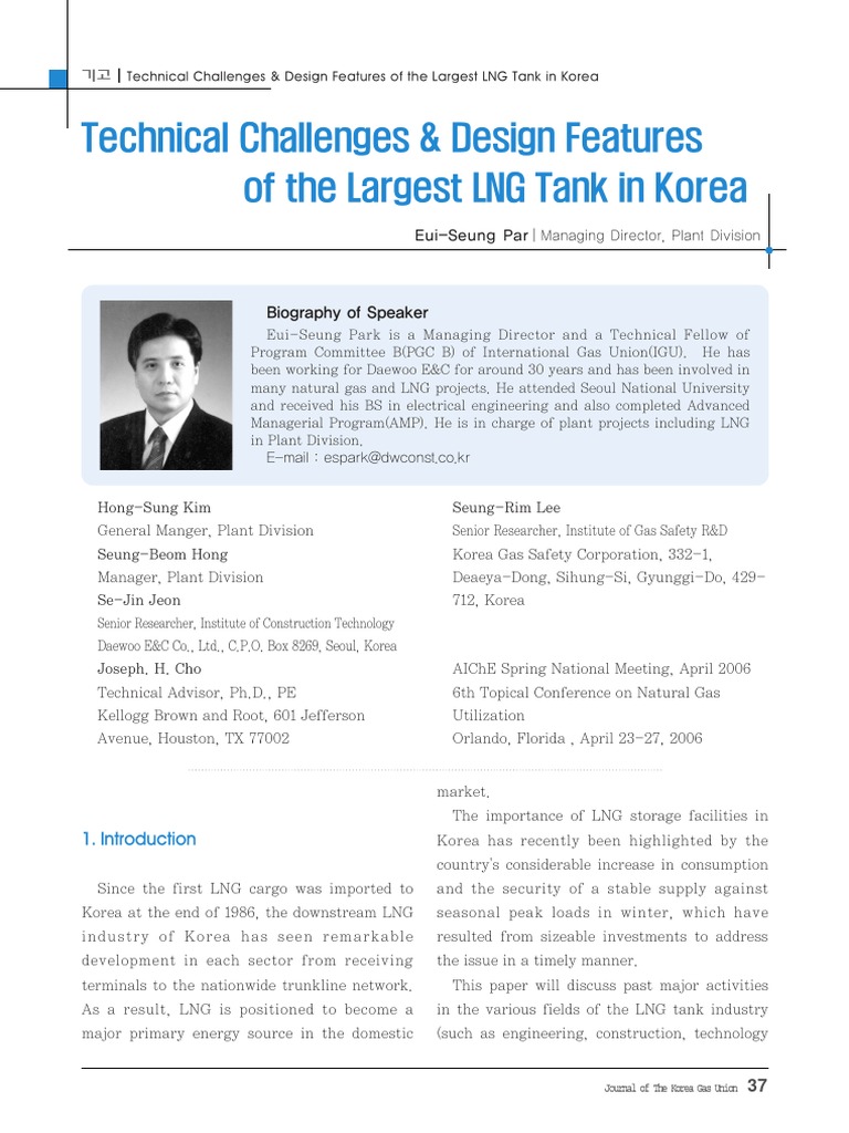 LNG Tank Design and Safety in Korea | PDF | Liquefied Natural Gas ...