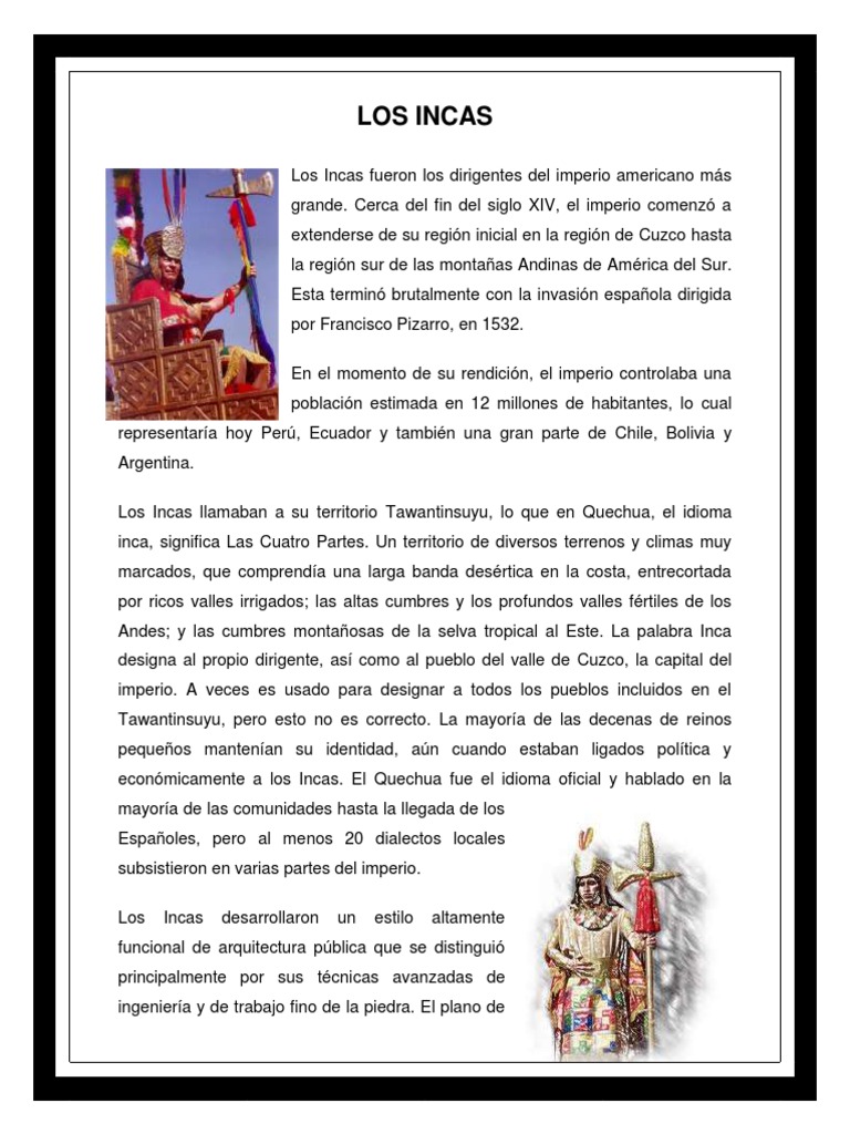 Organización y cultura de los Incas | PDF | Imperio Inca | Américas