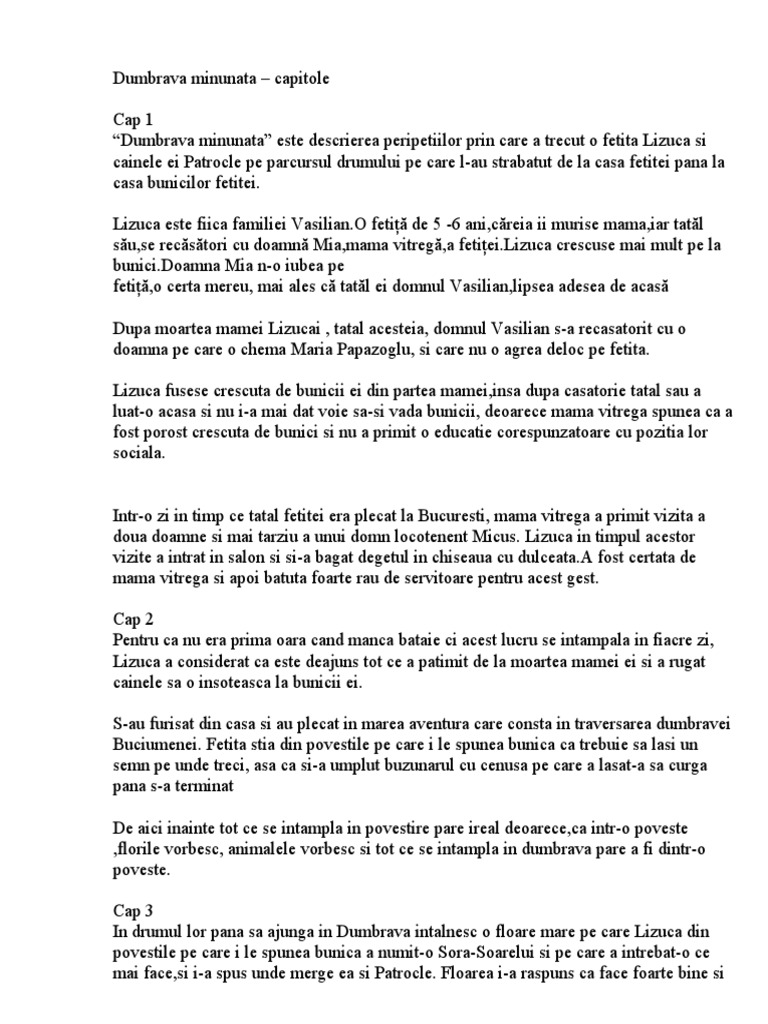 Rezumat Dumbrava Minunata Dumbrava Minunata Capitole | PDF