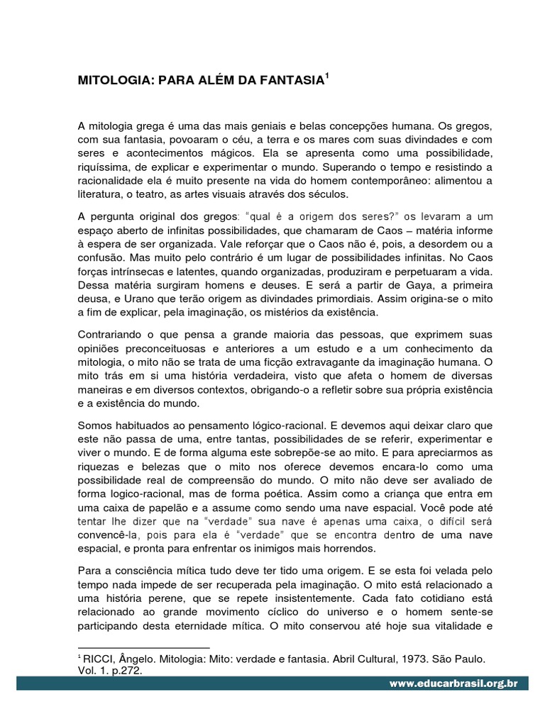 A Mitologia Grega: Mito e Realidade | PDF | Mitologia grega | Science