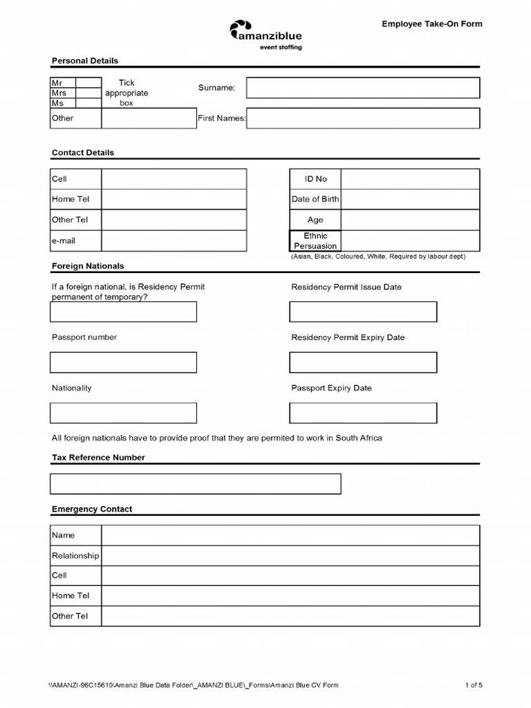 CV Form | PDF