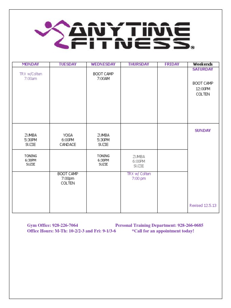 Monday Tuesday Wednesday Thursday Friday Saturday: Boot Camp 7:00AM ...