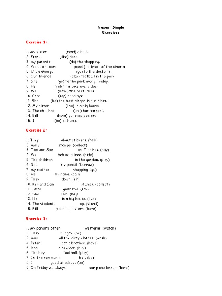 Present Simple Article Exercises | PDF | Leisure