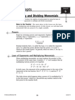 Key Concepts: Multiplying and Dividing Monomials