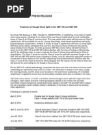 S&P Letter On Google Stock Split