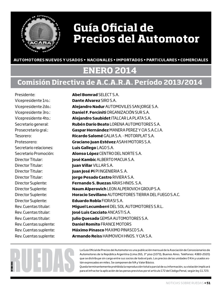 Guía de Precios de Automotores 2014 | PDF | Coche | Compañías de