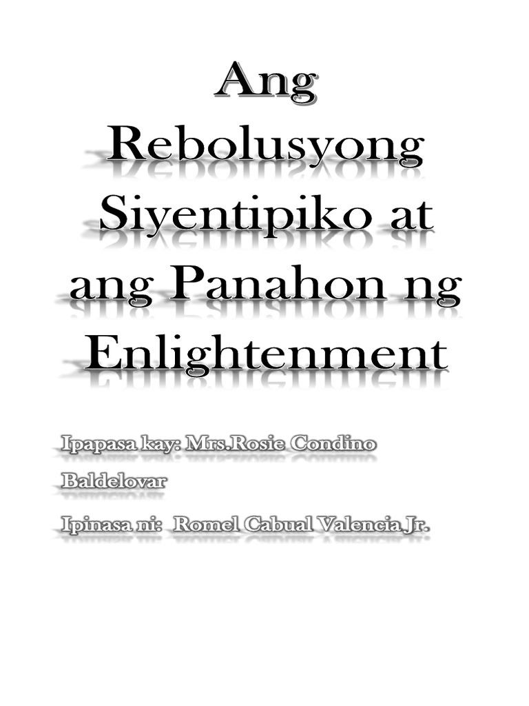 Ang Rebolusoyng Siyentipiko At Ang Panahon Ng Enlightenment Pdf