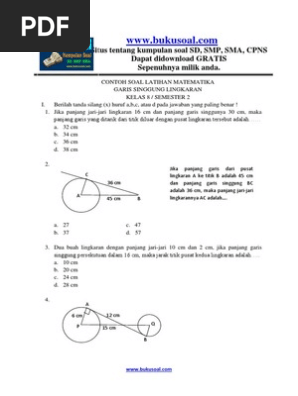 7 Contoh Soal Latihan Matematika Garis Singgung Lingkaran Kelas 8 Smp