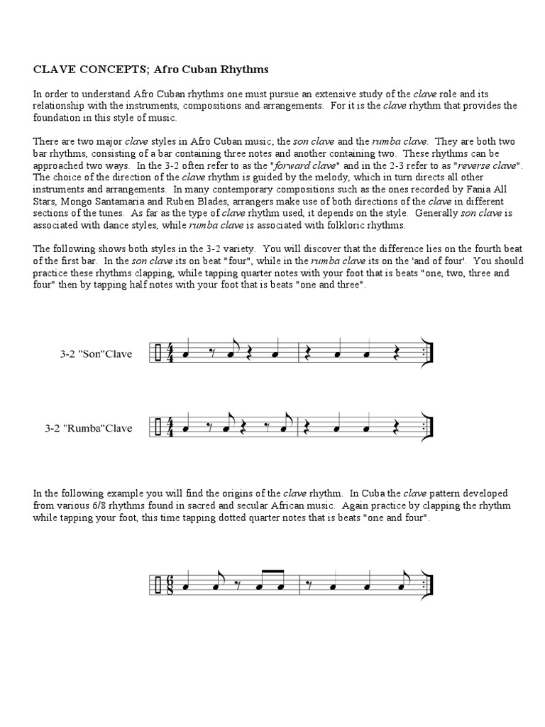 Clave Concepts Rhythm Latin American Music