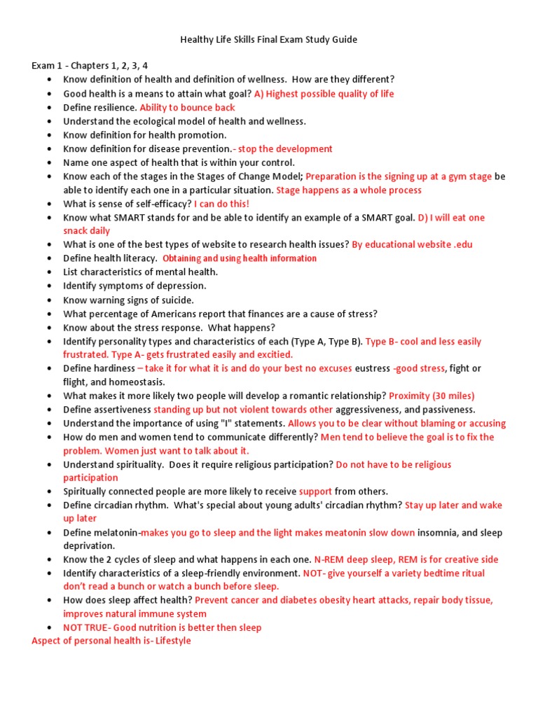 Final Health Exam Review Sleep Science