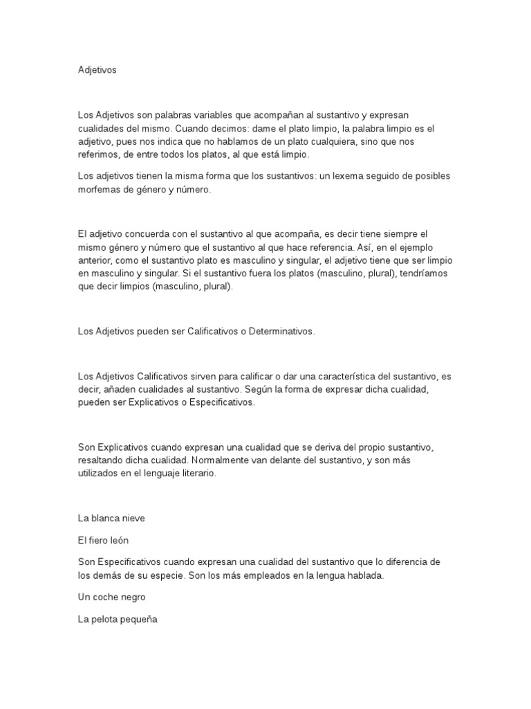 Guía Completa sobre Adjetivos en Español | PDF | Adjetivo | Sustantivo
