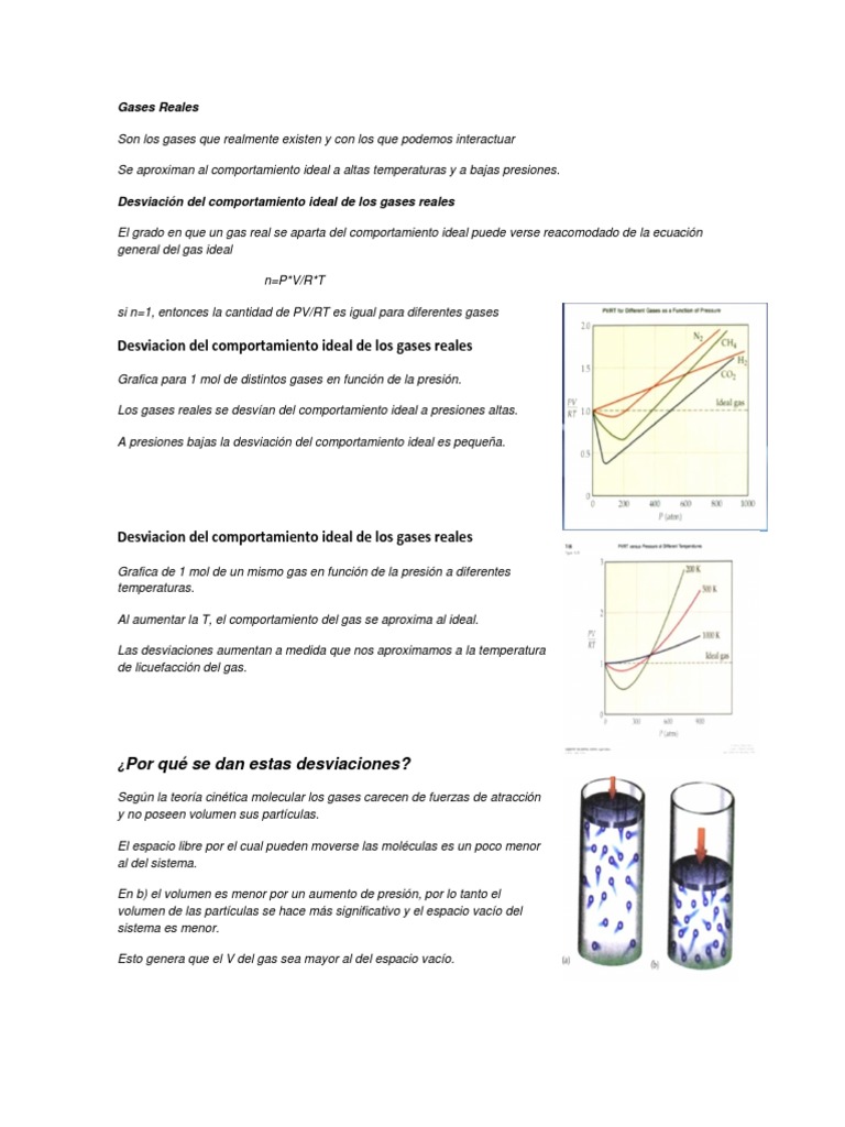 Comportamiento de Gases Reales y Ideales | PDF | Gases | Química Física