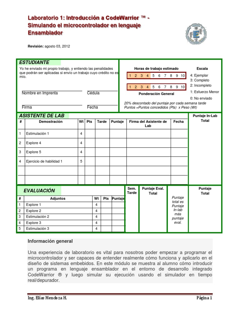 LAB1 Introduccion Al CodeWarrior | PDF | Lenguaje ensamblador ...