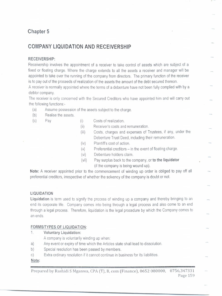 F.R Company Liquidation and Receivership