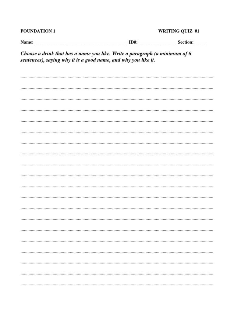 creative writing quiz pdf