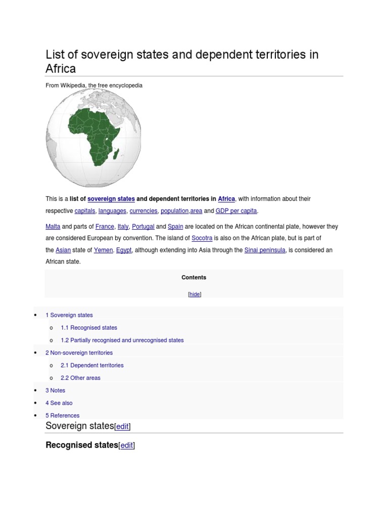 List of sovereign states and dependent territories in africa algeria