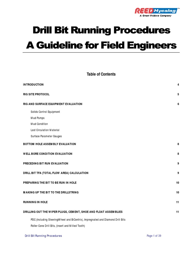 Drill Bit Running Procedures Guide | PDF | Drilling Rig | Drilling
