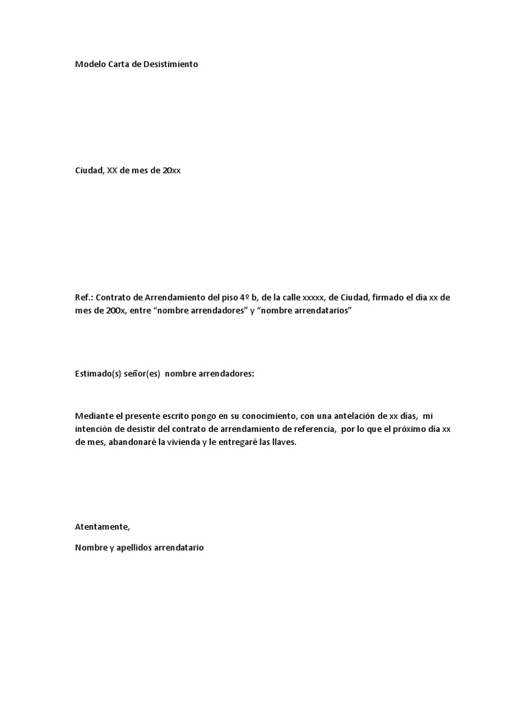 Modelo Carta de Desistimiento | PDF