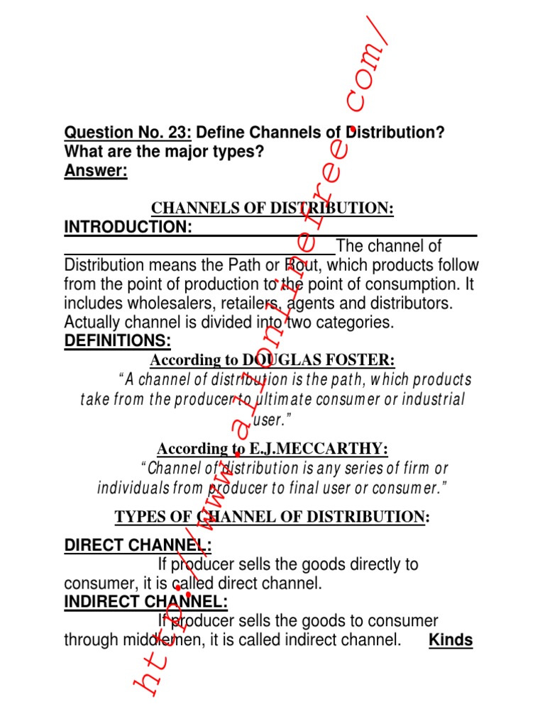 Channels of Distribution Explained | PDF | Final Good | Goods