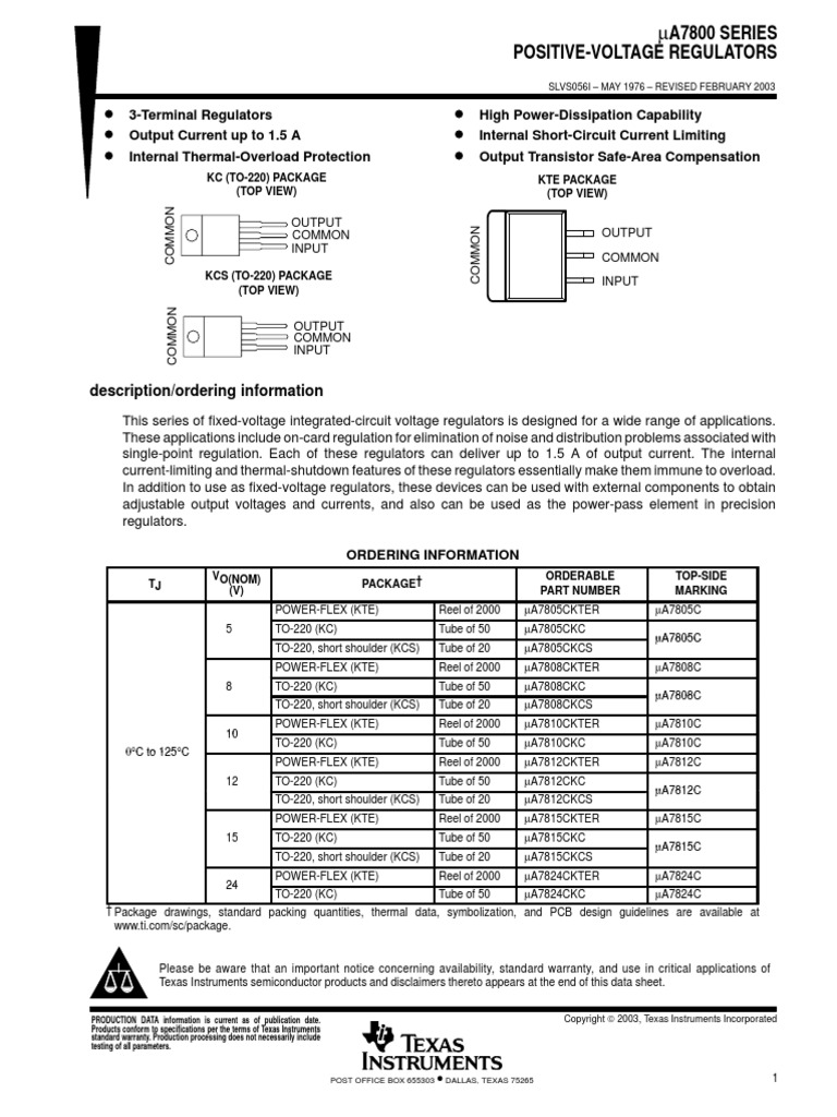 Ua7808 Integrated Circuit | PDF | Manufactured Goods | Electrical ...