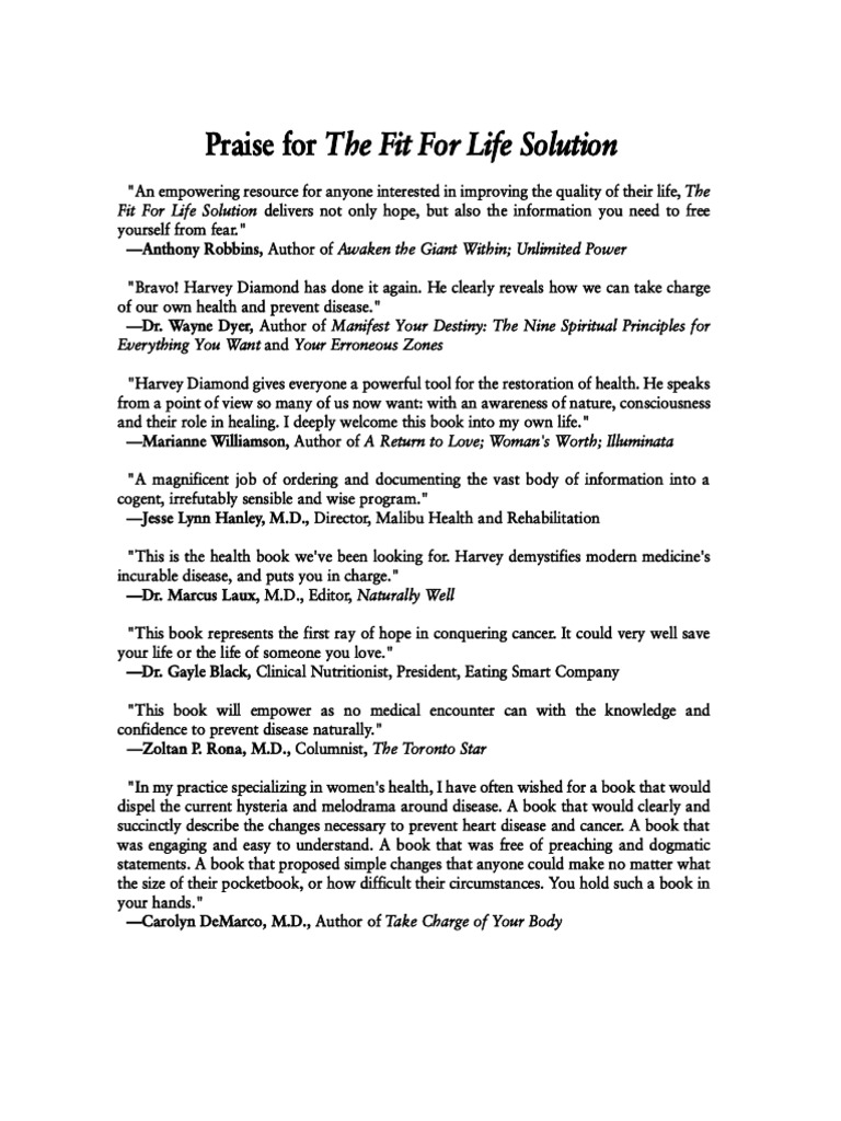 Fit For Life Solution PDF