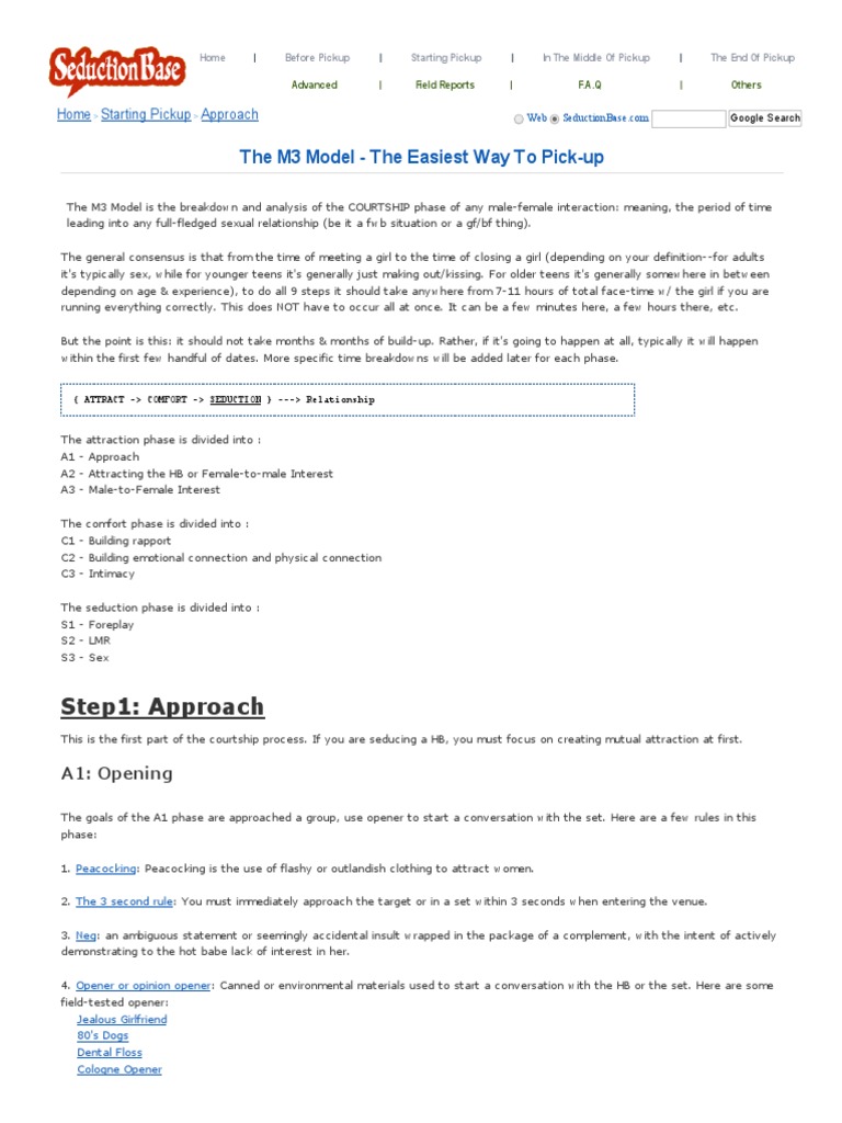 Mystery Method: M3 Model Breakdown | PDF | Seduction | Intimate ...