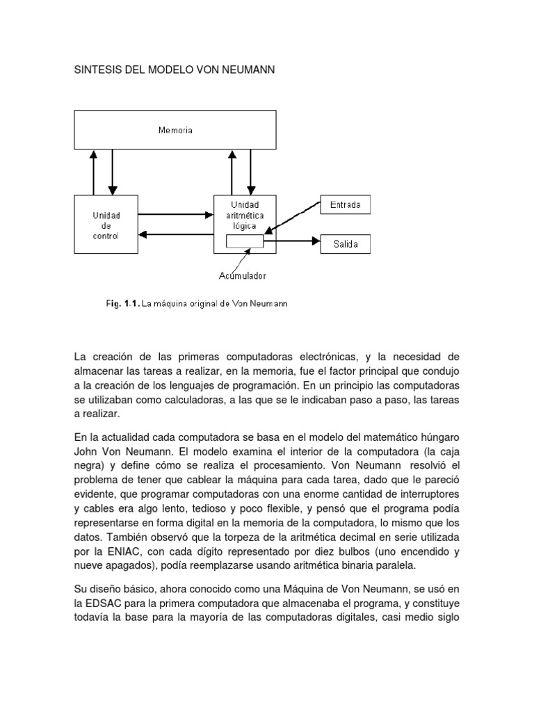 Sintesis Del Modelo Von Neumanm | PDF | Memoria del ordenador | Periférico