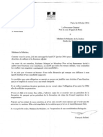 Lettre de Francois Falletti a Christiane Taubira