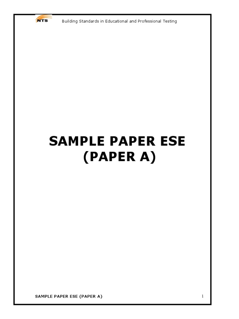 Sample Paper Ese (Paper A) : Building Standards in Educational and ...
