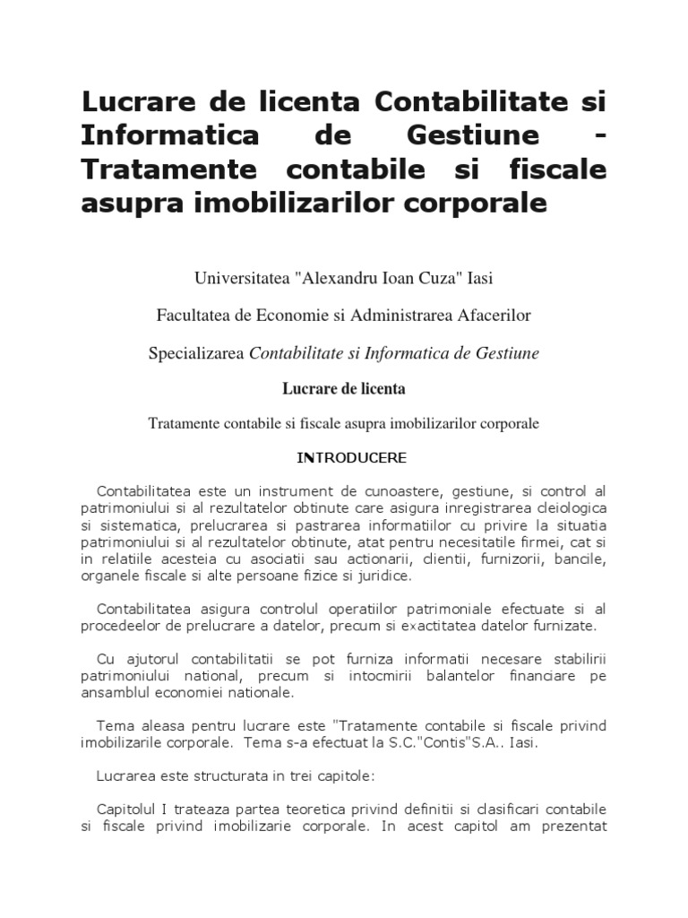 Informatica De Gestiune Tratamente Contabile Si Fiscale Asupra