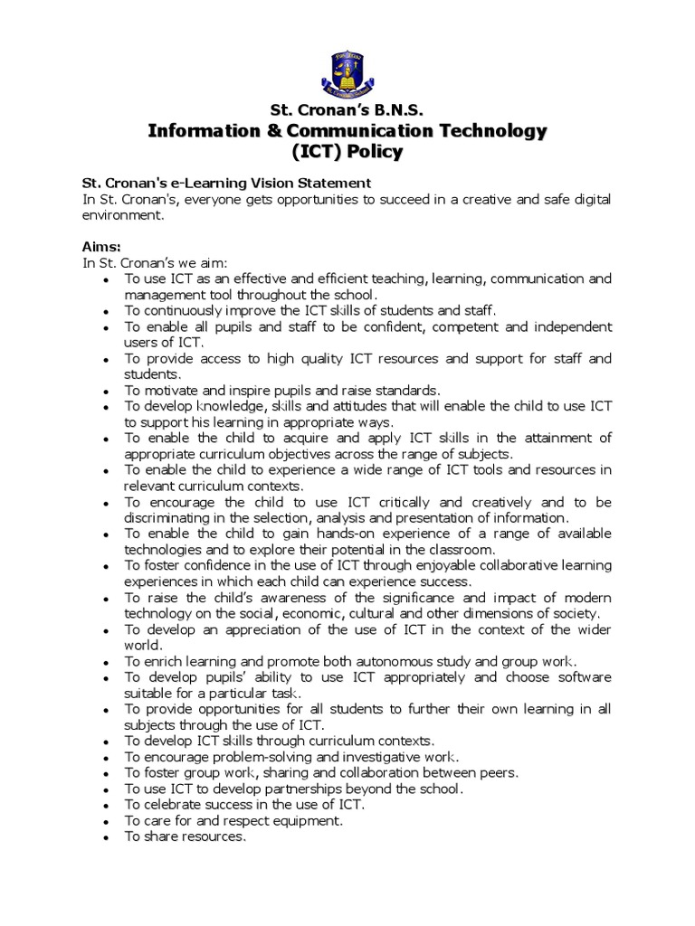 ICT Policy PDF Educational Technology sites
