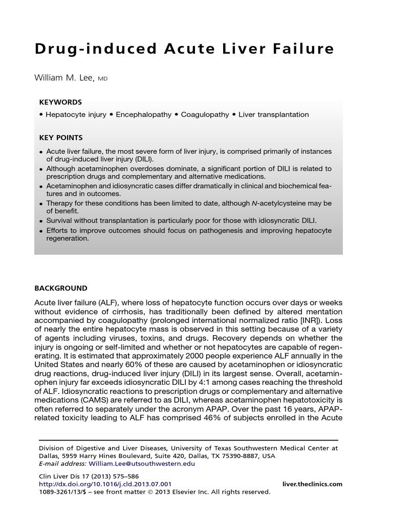 Drug-Induced Acute Liver Failure | PDF | Hepatitis | Medical Specialties