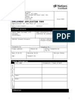 Employment Application Form: Application For The Post of