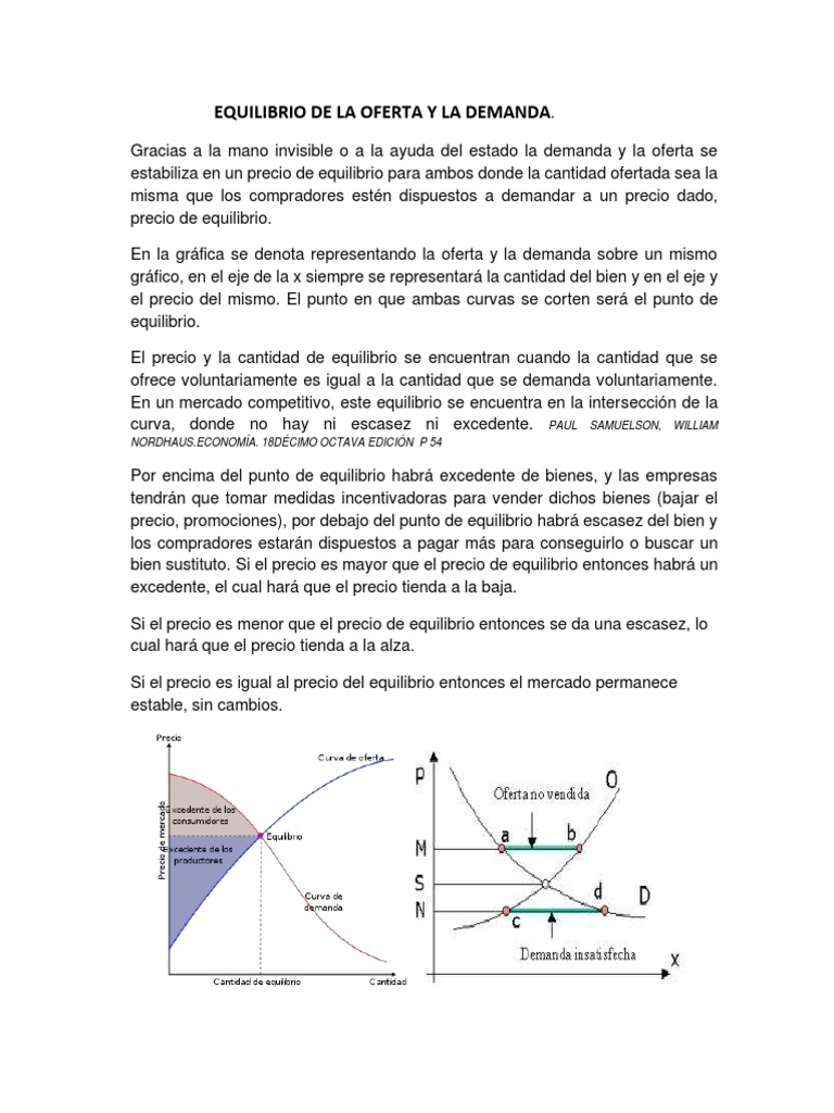 Equilibrio de Oferta y Demanda en Economía | PDF | Oferta (economía ...