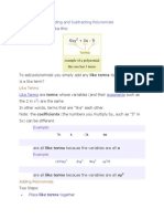 Adding and Subtracting Polynomials