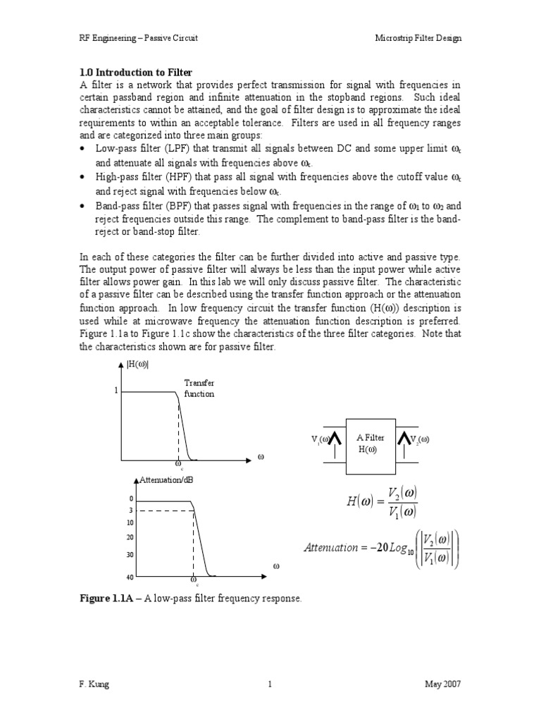 1.0 Introduction To Filter RF Engineering Passive Circuit Microstrip
