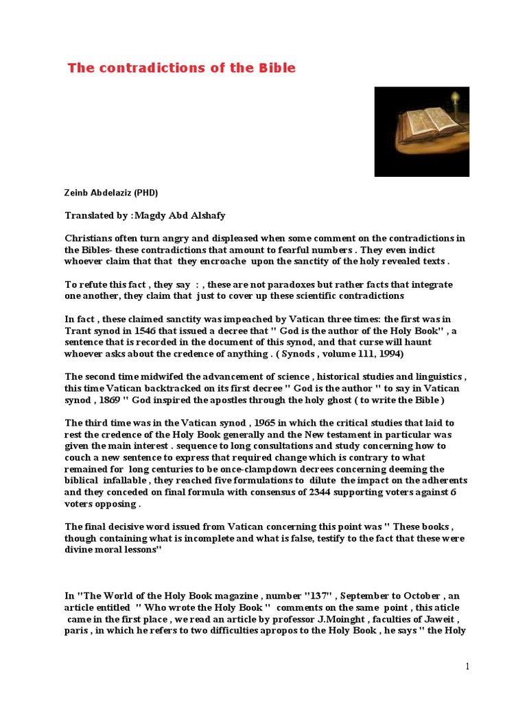 The Contradictions of The Bible | PDF | Bible | Abrahamic Religions