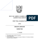 Sultan Abdul Hamid College Alor Star, Kedah: PMR Trial Examination 2010