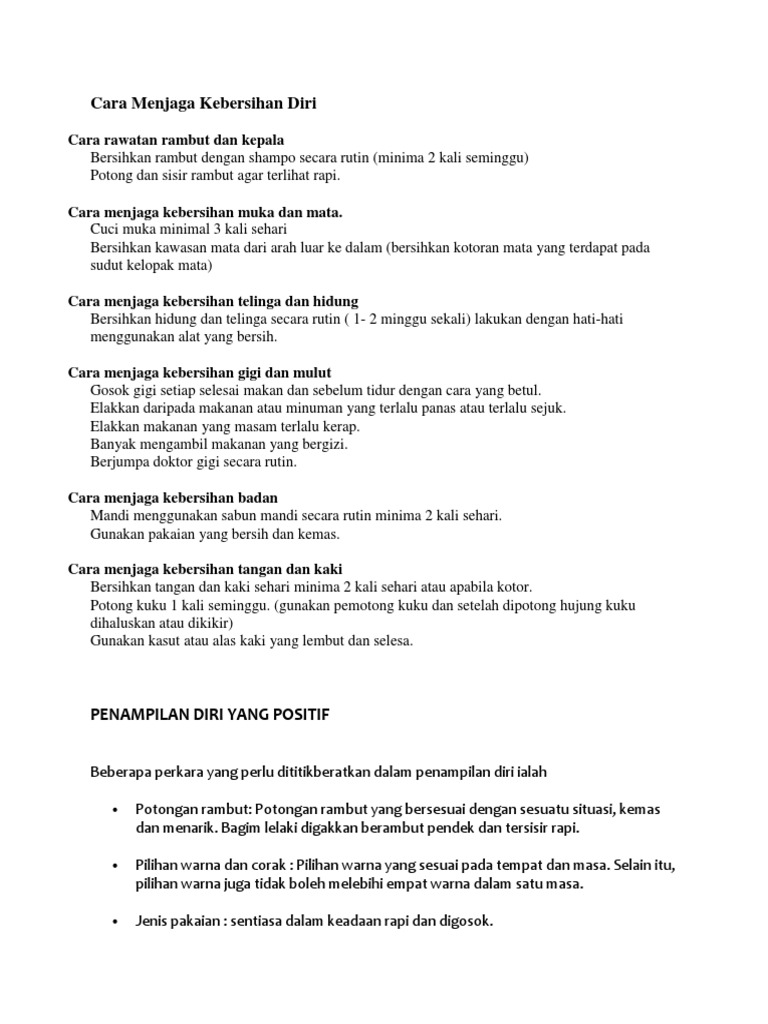 Cara Menjaga Kebersihan Diri