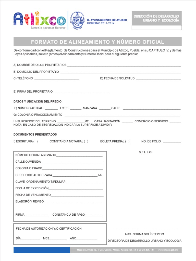Alineamiento y Numero Oficial