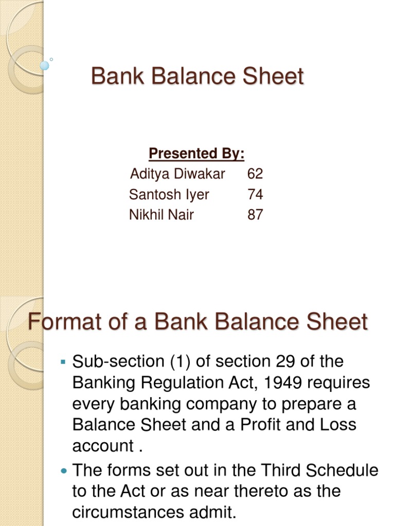 BANKING (Group 7) Balance Sheet | PDF