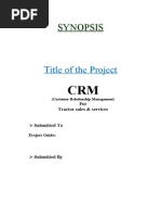 SYNOPSIS For CRM of Tractor Sales & Services